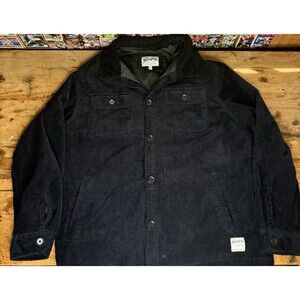 The Stronghold Corduroy Utility Overcoat Button Up Mens XXL Navy Blue Workwear